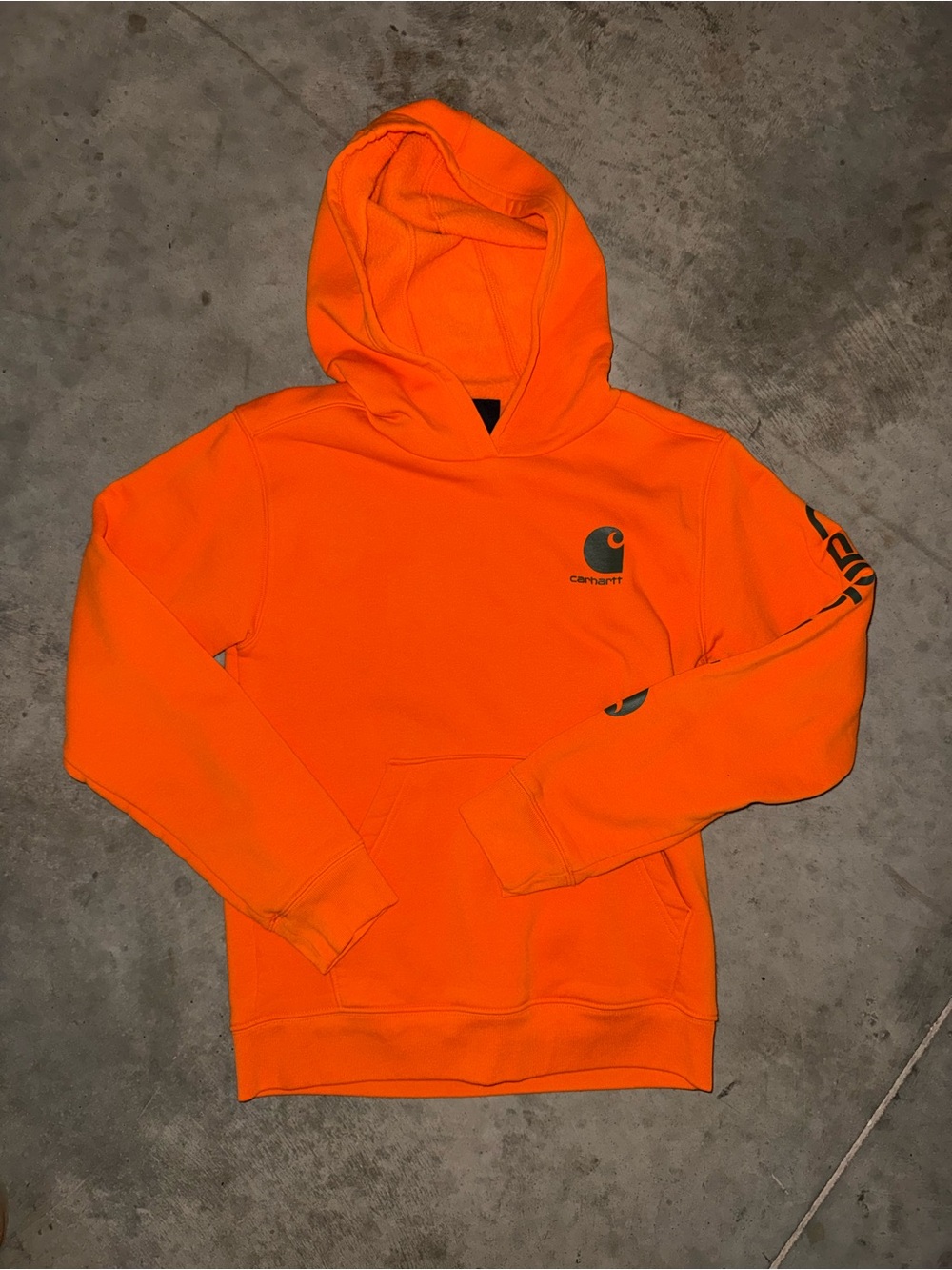 Carhartt High-Visibility Orange Hooded Sweatshirt with Logo